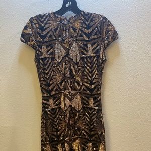 Dress the Population Black & Bronze Sequin Party Dress, BRAND NEW,  Medium